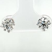 14K White Gold 1.8 cts EGLUSA certified H-I color, SI2 clarity 4 Prong Martini Stud Earrings # 10019035