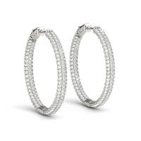 14KT White Gold 4 ct K-L SI3-I1 Safety Lock Hoops Earrings
